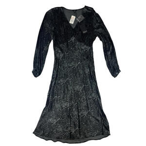 Rails Shiloh Midi Snakeskin Long Sleeve Dress Charcoal Size M